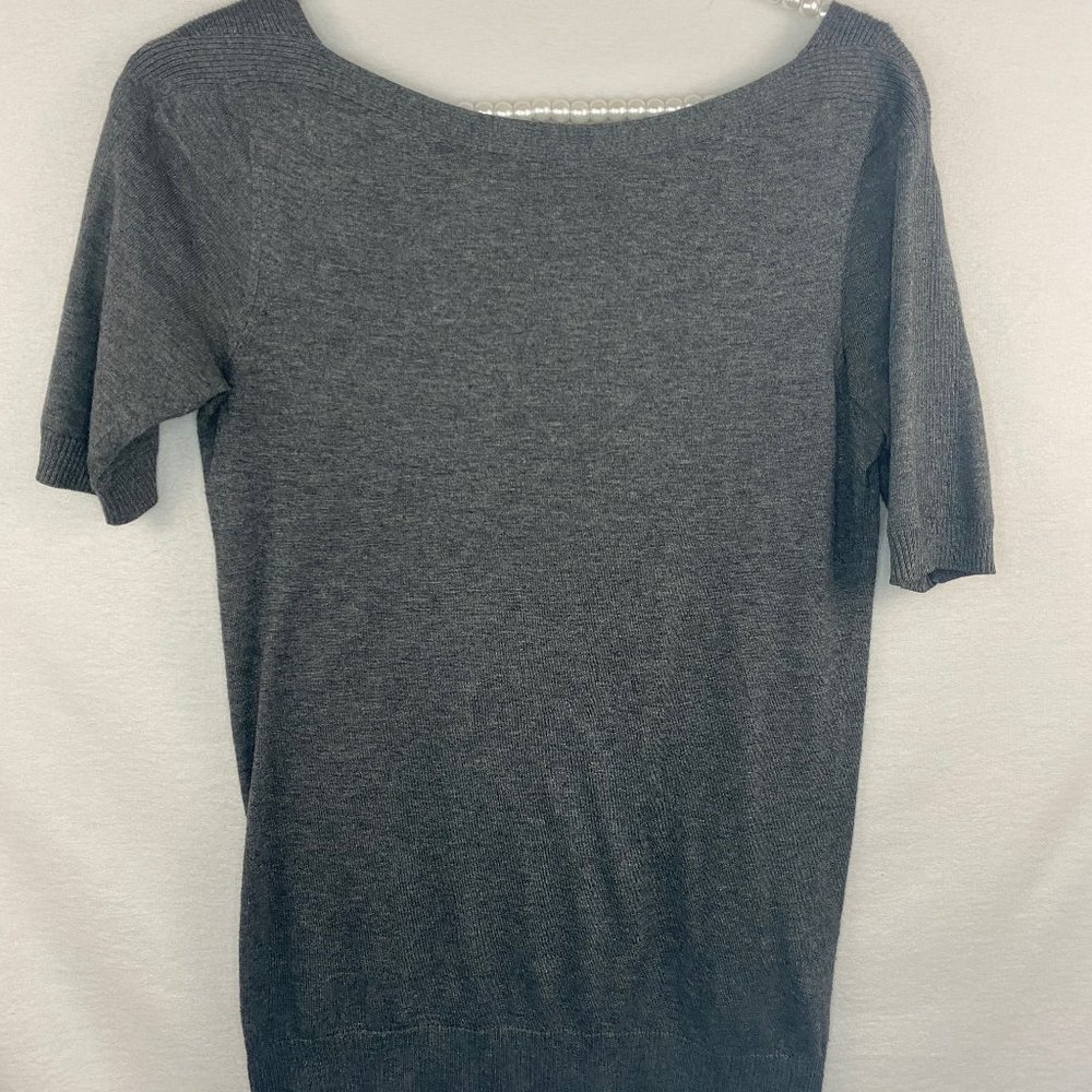 Club Monaco Knit Top Medium 1/2 Sleeve Gray